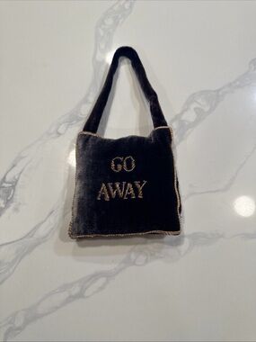Black Velvet 'Go Away' Embroidered Shoulder Bag
